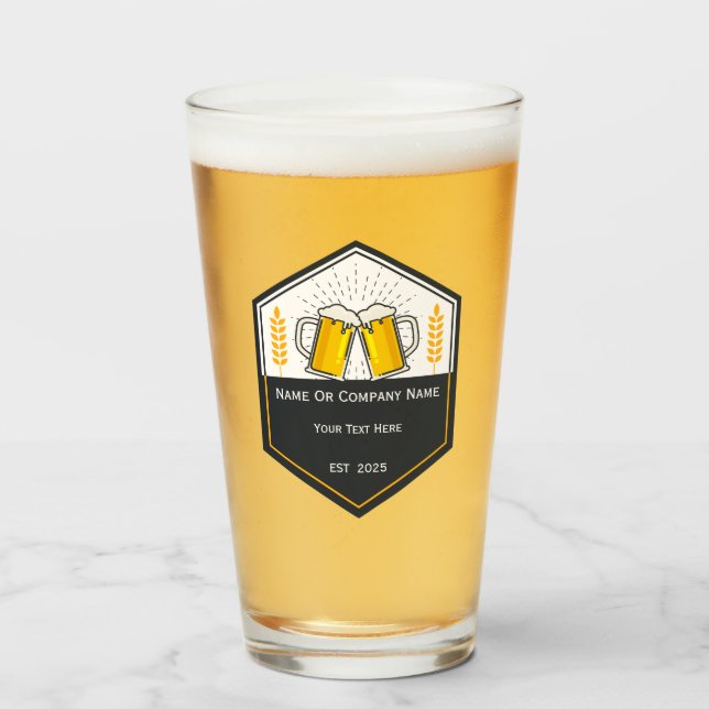 Verre du logo de la bière sur mesure (Devant (rempli))