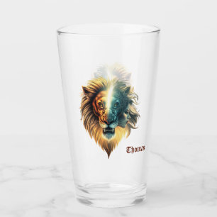 Verre Dualité de force, le lion et la femme.