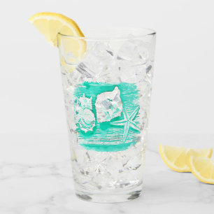 Verre eau de la plage côtière coquillage turquoise étoil