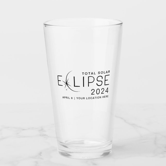 Verre Éclipse solaire 2024 Emplacement personnalisé Comm (Devant)