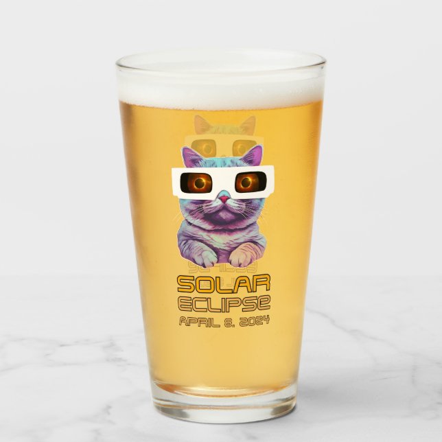 Verre Éclipse solaire avec chat (Dos (rempli))