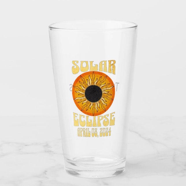 Verre Éclipse solaire rétro Total 8 avril 2024 (Devant)