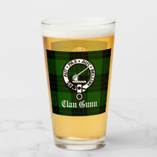 Verre Écosse Clan Gunn Crest Badge et Tartan