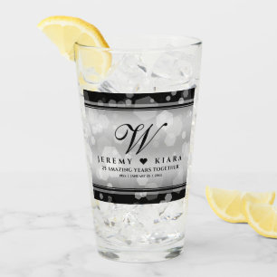 Verre Élégant 25e Anniversaire de Mariage d'Argent