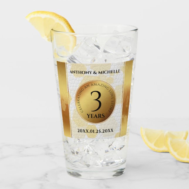 Verre Élégant 3ème anniversaire de Mariage en cuir (Devant glace)