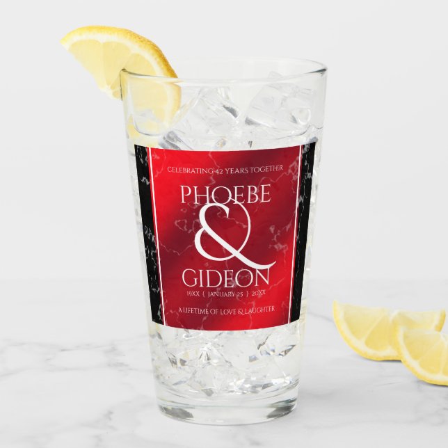 Verre Élégant 42e anniversaire du Mariage Jasper (Devant glace)