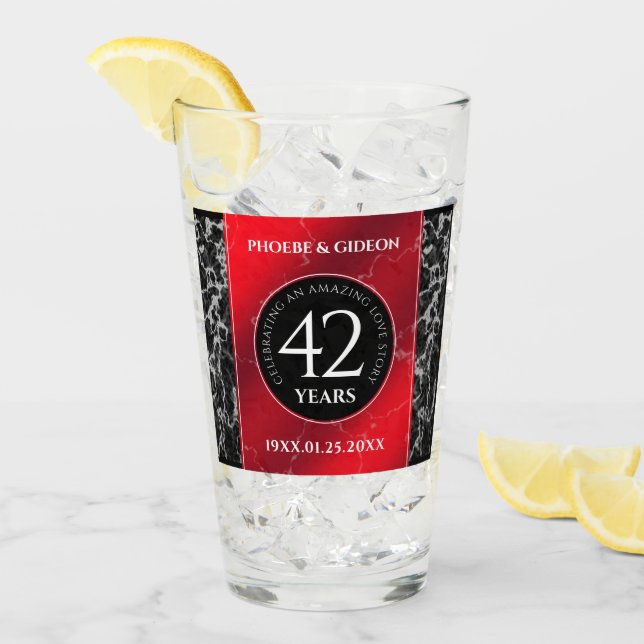 Verre Élégant 42e anniversaire du Mariage Jasper (Devant glace)