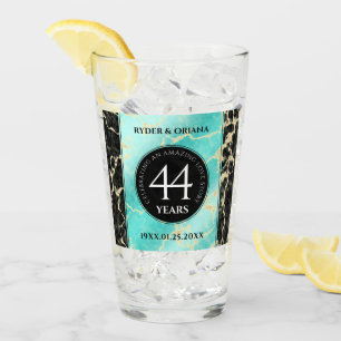 Verre Élégant 44ème anniversaire de Mariage turquoise