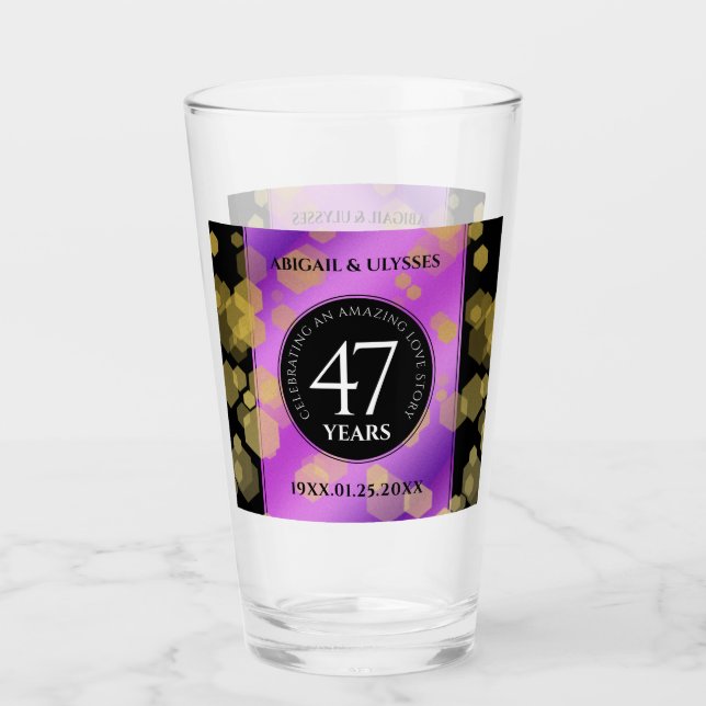 Verre Élégant 47e Anniversaire de Mariage Améthyste (Devant)