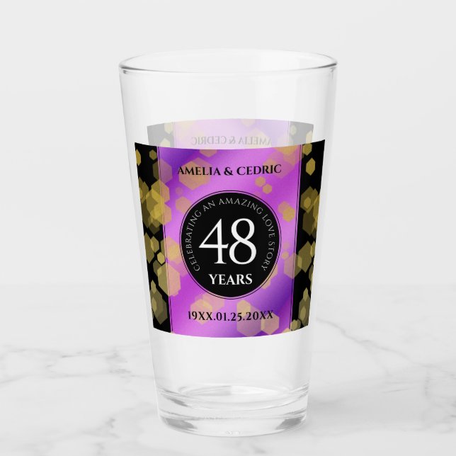 Verre Élégant 48e anniversaire de Mariage d'Améthyste (Devant)