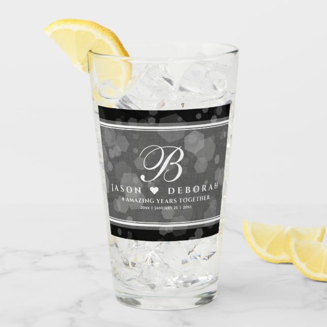 Verre Élégant 4e Anniversaire de Mariage Ligne (Devant glace)