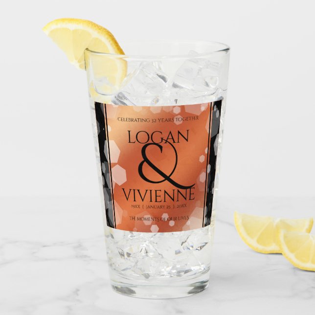 Verre Élégant 8ème 32ème anniversaire de Mariage de bron (Devant glace)