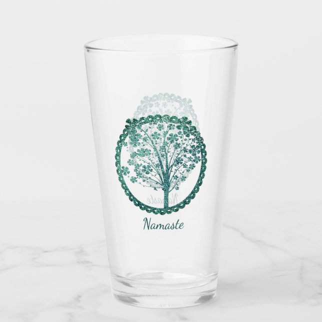 Verre Élégant arbre bleu de vie Namaste Zen Yoga (Devant)