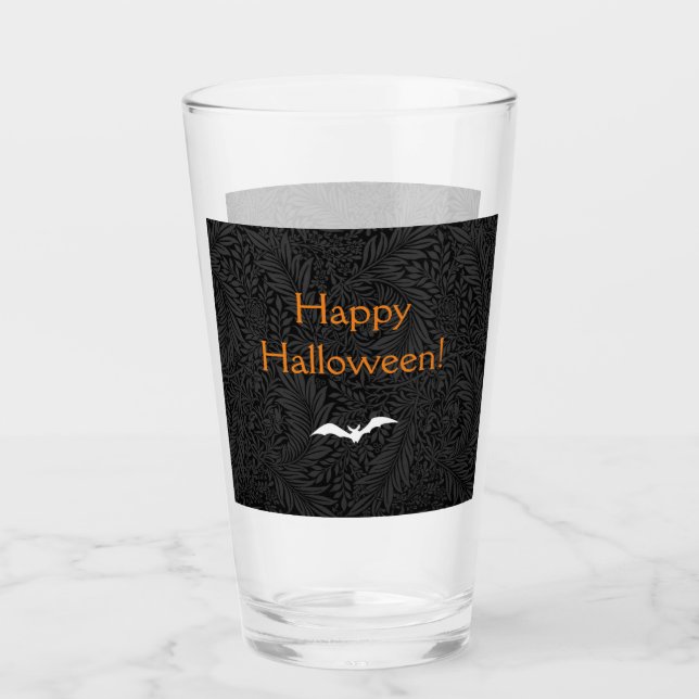 Verre Elégant Black Floral Botanical Happy Halloween (Devant)