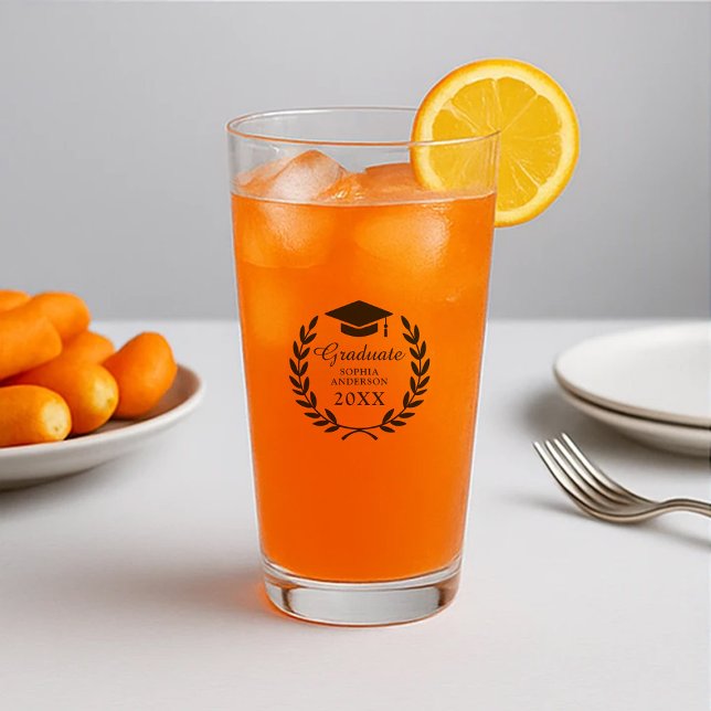 Verre Élégant bleu marine Nom personnalisé Parti de grad (Créateur téléchargé)