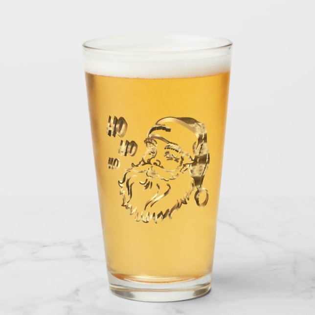 Verre Élégant Faux Gold Santa Claus Père Noël (Devant (rempli))