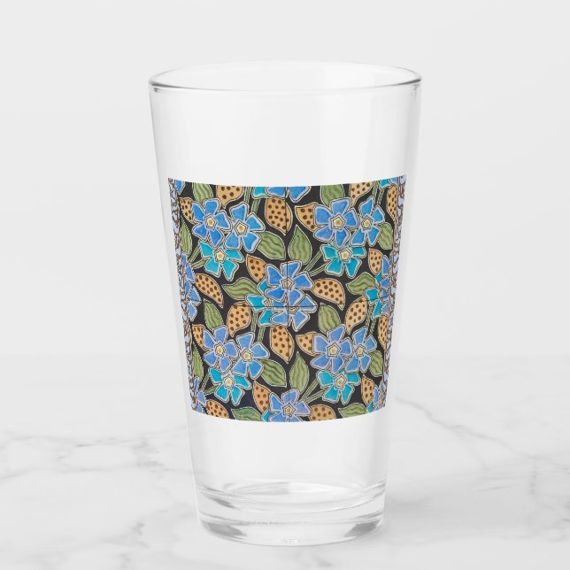 Verre Élégant Fleur Bleu Périwinkle Floral Classic (Devant)