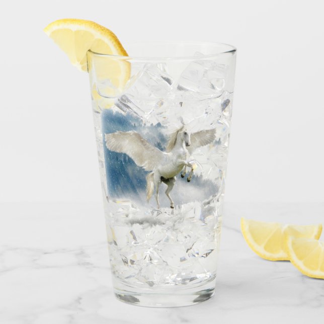 Verre Élégant Imaginaire Pegasus Mythique Flying Unicorn (Devant glace)