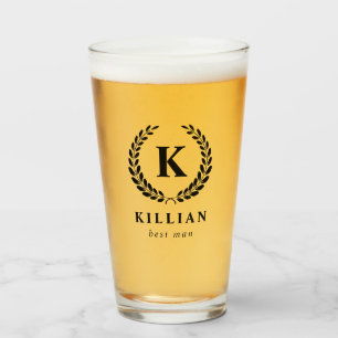 Verre Élégant Laurel Wreath Monogramme Meilleur homme
