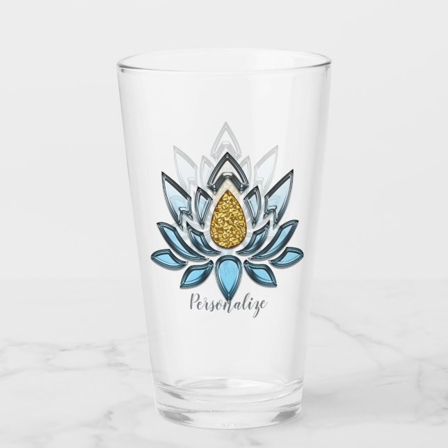 Verre Elégant Lotus Flower Blue or Zen Yoga Namaste (Devant)