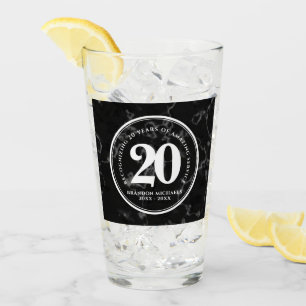 Verre Élégant Marbre Noir 20 Ans Anniversaire de Travail