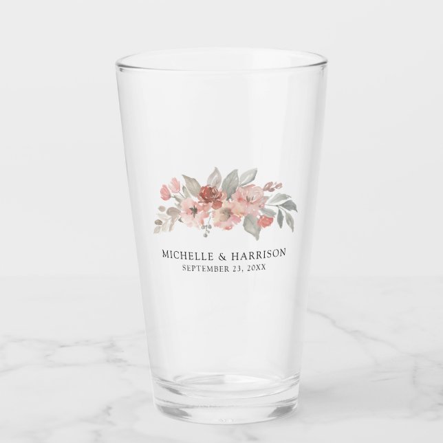 Verre Élégant Mariage d'aquarelle rose pâle (Devant)
