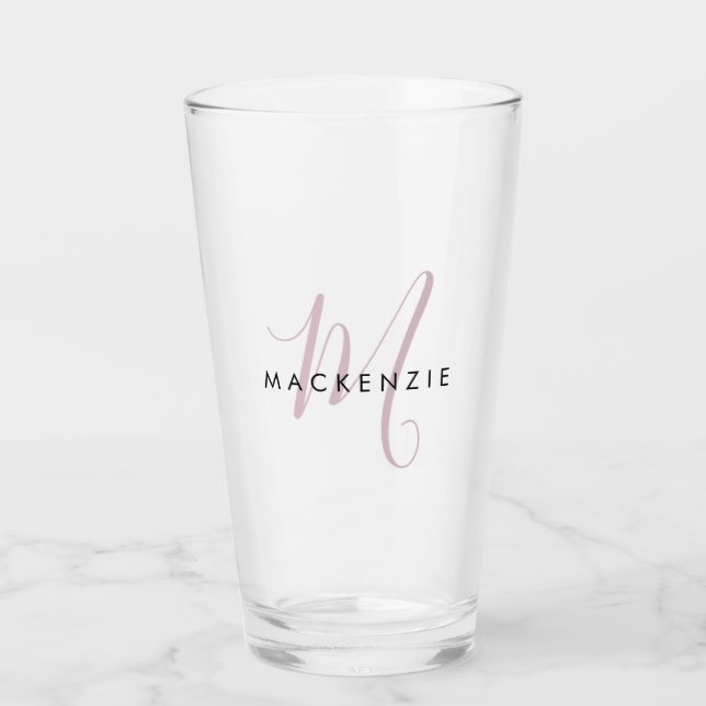 Verre Élégant Moderne Blush Pink Script Monogramme (Devant)