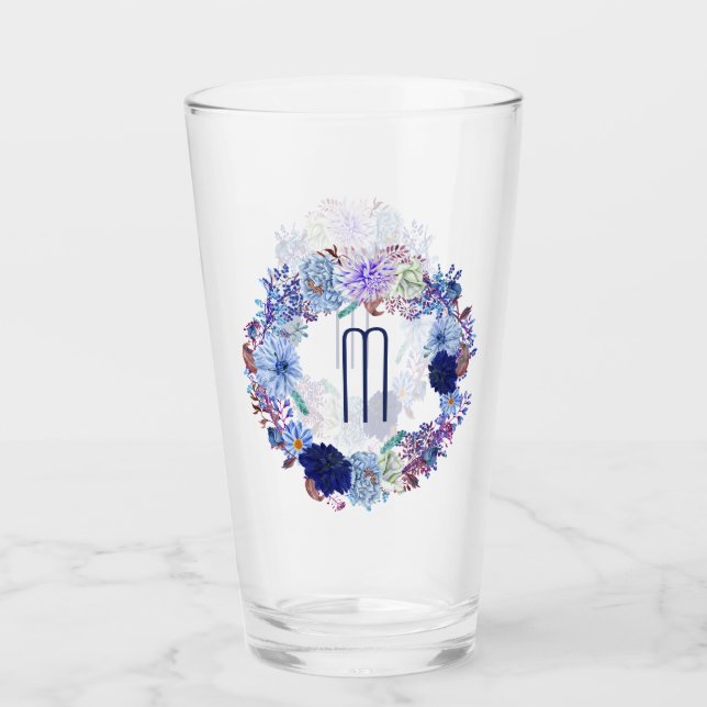 Verre Élégant Monogramme de couronne florale de maman bl (Devant)