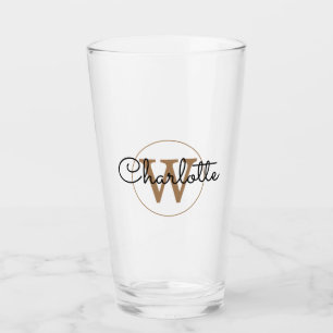 Verre Élégant monogramme doré écriture girly