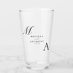 Verre Élégant Monogramme moderne minimaliste Mariage