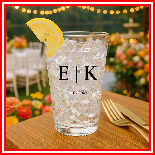 Verre Élégant Monogramme Simple Mariage (Créateur téléchargé)