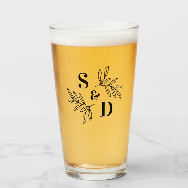 Verre Élégant n'importe quelle couleur mariage monogramm (Devant (rempli))