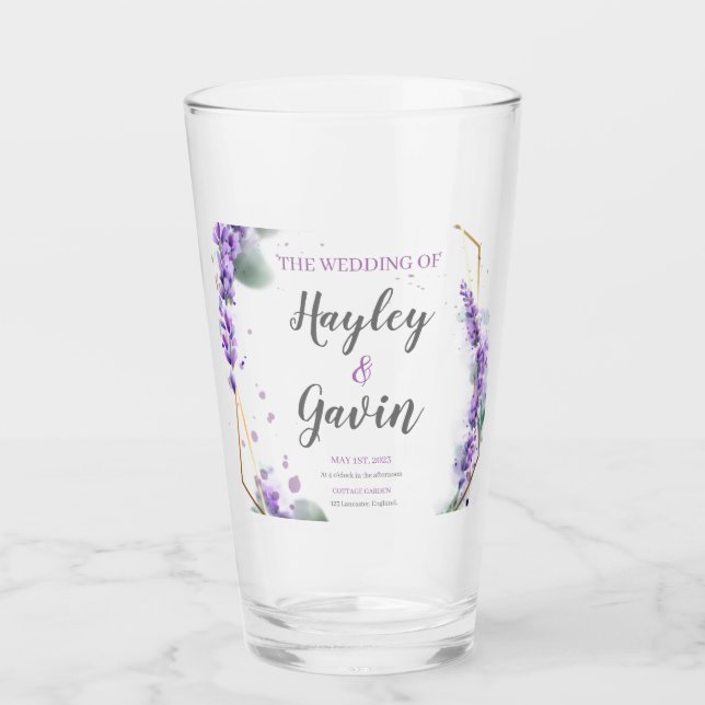 Verre Elégant Personnalisable Anglais Aquarelle Floral (Devant)