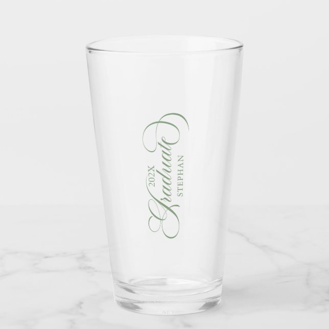 Verre Élégant Sage Vert Sage Gradué Typographie Script (Devant)