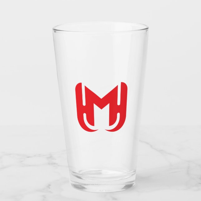Verre Élégant stylé M en lettre rouge (Devant)