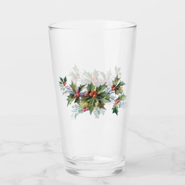 Verre Élégant Vintage Holly et Pine (Devant)