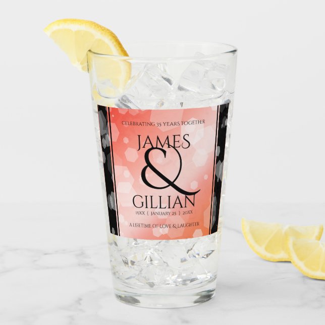 Verre Elégante 35ème anniversaire de Mariage de corail (Devant glace)