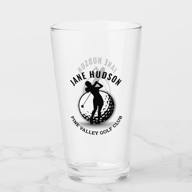 Verre Elégante femme Golfer Monogramme Design (Devant)