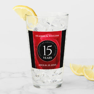 Verre Élégante fête du 15e anniversaire du Mariage Rose