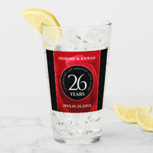 Verre Élégante fête du 26e anniversaire du Mariage Rose
