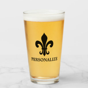 Verre Élégante icône de la fleur de lis cadeau de bière 