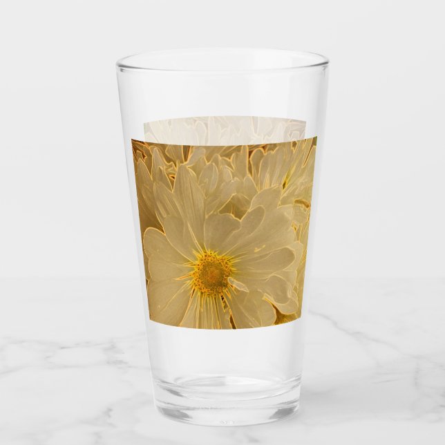 Verre Élégante Marguerite Abstraite blanche (Devant)