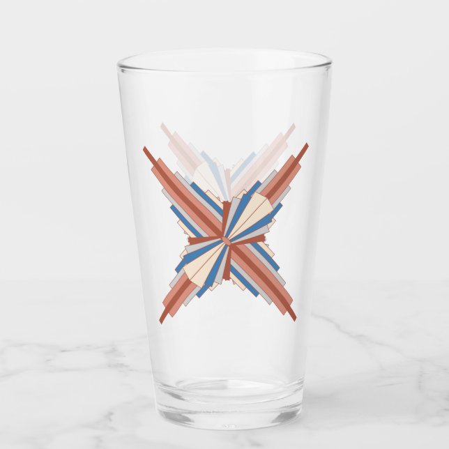 Verre Éléments Art déco en or rose, marron & bleu (Devant)