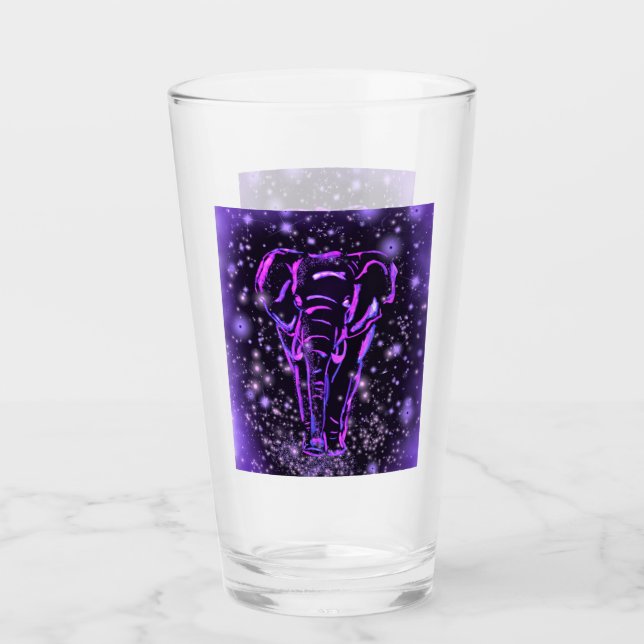 Verre éléphant en nuit étoilée rose violet  (Devant)