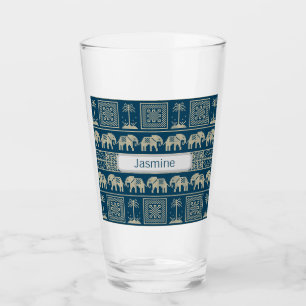Verre Eléphant et arbres tribaux Personnalisé