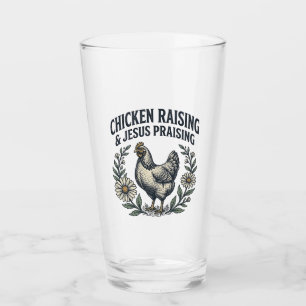 Verre Élevage de poulets et louange à Jésus vintage poul