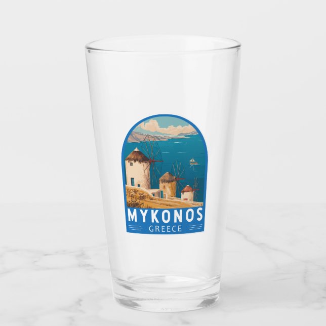 Verre Emblème de Mykonos Grèce Travel Art (Devant)