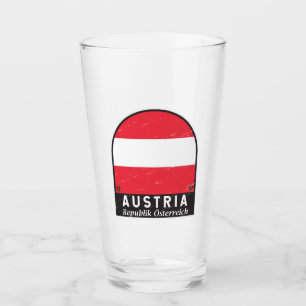 Verre Emblème Drapeau Autriche Vintage