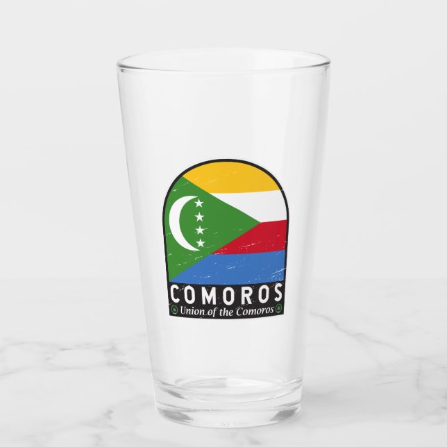 Verre Emblème Drapeau Comores Vintage (Devant)