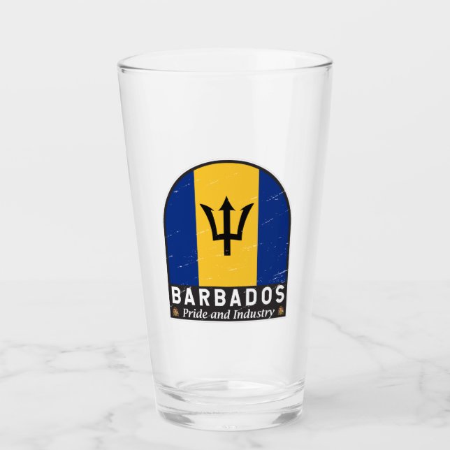 Verre Emblème Drapeau de la Barbade Vintage déprimée (Devant)